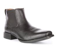 Bottines western Ariat Booker Ultra en cuir pour hommes - Noir - A élastique - Talon carré 45