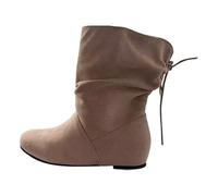 Bottines western pour femme avec cordon de serrage, bottines plates en daim extra larges et légères, chaussures synthétiques durables pour un confort tout au long de la journée, beige, 39.5 EU