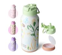 BOTTLE BOTTLE Bouteille d'eau isotherme en acier inoxydable de 946 ml avec paille et couvercle à double usage pour salle de sport avec pilulier (Eden Grove)