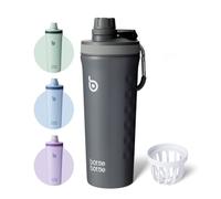 BOTTLE BOTTLE Bouteille Shaker à protéines en acier inoxydable avec poignée pour hommes et femmes 770 ml isolé en métal pour salle de sport, eau et poudre protéique (gris)
