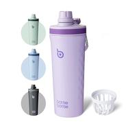 BOTTLE BOTTLE Bouteille shaker isotherme en acier inoxydable de 760 ml avec fouet métallique, réutilisable pour la salle de sport, violet