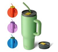 BOTTLE BOTTLE Gobelet de 1,2 l avec poignée et paille - Tasse de voyage sous vide en acier inoxydable - Tasse de voiture avec paille - Bouteille d'eau sous vide en acier inoxydable pour cadeaux, fêtes