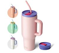 BOTTLE BOTTLE Gobelet de 1200 ml avec poignée et paille - Tasse de voyage sous vide en acier inoxydable avec paille - Bouteille d'eau sous vide en acier inoxydable pour cadeaux, fêtes, bureau, café