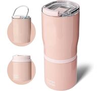 Bottle Bottle Gobelet en acier inoxydable avec anse et 2 couvercles sans BPA, 625 ml - Rose