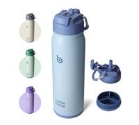 Bottle Bottle Gourde isotherme en acier inoxydable avec paille, poignée et compartiment à médicaments, 70 cl, bleu