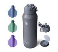 BOTTLE BOTTLE Gourde isotherme en acier inoxydable avec paille, poignée et compartiment à médicaments, 1,18L, gris, sports de plein air et école