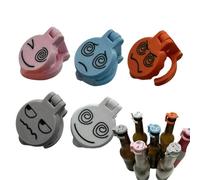 Bottle Caps - 5 Pack Expression Pattern Soda Toppers | Reusable Drink Sealing Lids Spill Proof Beverage Covers Universal Bottle Caps for Juice, Soda, Wine, Party, Camping or Travel