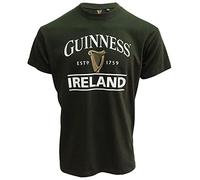 Bottle Green Guinness T-Shirt With Ireland EST. 1759 With Gold Harp Design,M,Vert