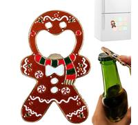 Bottle Opener - Magnetic Christmas Gingerbread Man Shape Top Remover Tool | Bottle Cap Opener For Bartenders Bars Parties Dining Rooms Kitchens Homes Picnics Camping And Barbecues