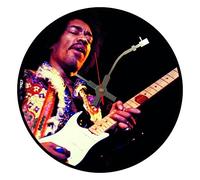 BottleClocks Horloge Murale emblématique Jimi Hendrix en Forme de Disque Vinyle (Tenant Une Guitare)