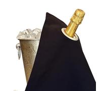 BOTTLECLOTHS - Classic Collection, Chiffon pour Bouteilles avec Anneau en Métal pour Seaux à Glace, Coton, 42 cm, Trou d'Angle (Noir avec Anneau en Métal Argenté, Paquet de 1)