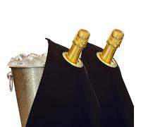 BOTTLECLOTHS - Classic Collection, Chiffon pour Bouteilles avec Anneau en Métal pour Seaux à Glace, Coton, 42 cm, Trou d'Angle (Noir avec Anneau en Métal Doré, Paquet de 2)