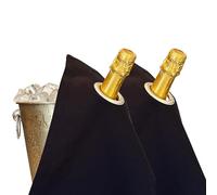 BOTTLECLOTHS - Classic Collection, Chiffon pour Bouteilles avec Anneau en Métal pour Seaux à Glace, Coton, 42 cm, Trou d'Angle (Noir avec Anneau en Métal Argenté, Paquet de 2)