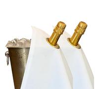 BOTTLECLOTHS - Classic Collection, Chiffon pour Bouteilles avec Anneau en Métal pour Seaux à Glace, Coton, 42 cm, Trou d'Angle (Blanc avec Anneau en Métal Doré, Paquet de 2)