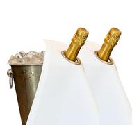 BOTTLECLOTHS - Classic Collection, Chiffon pour Bouteilles avec Anneau en Métal pour Seaux à Glace, Coton, 42 cm, Trou d'angle (Blanc avec Anneau en Métal Argenté, Paquet de 2)