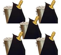 BOTTLECLOTHS - Classic Collection, Chiffon pour Bouteilles avec Anneau en Métal pour Seaux à Glace, Coton, 42 cm, Trou d'Angle (Noir avec Anneau en Métal Doré, Paquet de 5)
