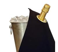 BOTTLECLOTHS - Classic Collection, Chiffon pour Bouteilles avec Anneau en Métal pour Seaux à Glace, Coton, 42 cm, Trou d'Angle (Noir avec Anneau en Métal Doré, Paquet de 1)