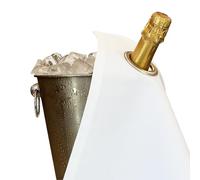 BottleCloths - Collection Classic, Chiffon à Bouteille avec Anneau Métallique pour Seaux à Glace, Coton, 42 cm, Trou d'Angle (Blanc avec Anneau Argent, Lot de 1)