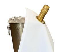 BottleCloths - Collection Classic, Chiffon à Bouteille avec Anneau Métallique pour Seaux à Glace, Coton, 42 cm, Trou d'Angle (Blanc avec Anneau Or, Lot de 1)