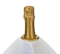 BottleCloths - Collection Classic, Chiffon à Bouteille avec Anneau Métallique pour Seaux à Glace, Coton, 54 cm, Trou Central (Blanc avec Anneau Or, Lot de 1)