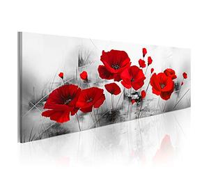 BOTTLEYK Impression sur Toile - Non tissée Motif Coquelicots Rouge Moderne Tableau décoration Murale Salon Imprimé Image Art - Fleurs de Pavot XXL a-A-0052-b-b,40x120cm