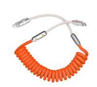 Bottone Câble de données en bobine pour appareils USB C, charge rapide 120 W, boîtier en métal, cordon de charge extensible à vitesse rapide
