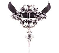 Bottone Collier ras du cou en dentelle noire pour femme - Bijoux gothiques noirs pour Halloween - Décoration vampire pour femme