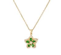 Bottone Collier rétro en cuivre avec pendentif en forme de fleur de zircon Bauhinia - Pour femme - Style hip-hop, One Size, Comme décrit, Pas de pierre précieuse