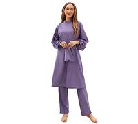 Bottone Maillot de bain 3 pièces pour femme musulmane - Couverture complète - Burkinis arabe - Maillot de bain modeste - Maillot de bain de plage - Haut et pantalon - Costume musulman - Maillot de