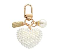 Bottone Porte-clés moderne en forme de cœur en alliage avec perles pour accessoires élégants et breloques de sac, Pearl Love, M