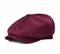 BOTVELA Casquette Plate Newsboy pour Homme, 100% Coton, Gatsby Ivy Golf Cabbie, Bordeaux, 61