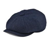 BOTVELA Men's 8 Panel Wool Blend Newsboy Flat Cap Herringbone Tweed Hat (Navy, 7 3/8)