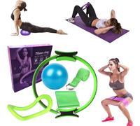 Bouasgh Ensemble Pilates Yoga 11 Pièces - Kit Pilates Maison, Kits de Yoga et Pilates, Pilates Accessoires, Bande de Résistance pour Pilates, Anneaux de Pilates pour Jambes, Bras et Cuisses (Vert)