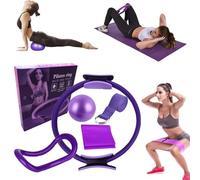 Bouasgh - Set de Pilates et de Yoga 6 pièces - Kit Maison avec Bandes de résistance, Anneaux pour Jambes, Bras et Cuisses
