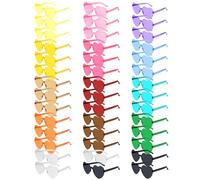 BOUBONI 42 Pack Multicolor Heart Shaped Sunglasses for Women Rimless Heart Glasses Bulk Mardi Gras Candy Color Sunglasses for Party