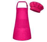 BOUBONI Ensemble de tablier et toque de cuisine pour enfants, set de tablier de cuisine réglable avec 2 poches, toque de cuisine et tablier pour cuisiner et peindre, S