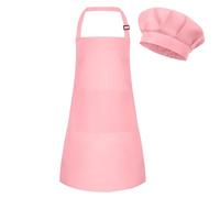 BOUBONI Ensemble de tablier et toque de cuisinier pour enfants Schürze et toque de cuisine réglable avec 2 poches Tablier et toque de cuisine pour enfants pour la cuisine, la pâtisserie et la peinture