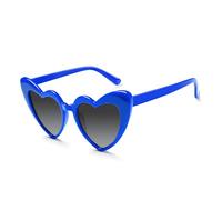 BOUBONI Lunettes de soleil en forme de cœur UV400 vintage - Lunettes de soleil en forme de cœur - Lunettes de soleil pour femme - Cadeau d'enterrement de vie de jeune fille, bleu roi