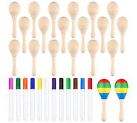 BOUBONI Maracas en bois DIY pour enfants, mini maracas pour fête mexicaine Cinco De Mayo, fournitures de fête avec stylos multicolores (20)