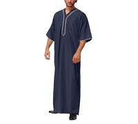Boubou Africain Homme Moyen Orient Tunique Pas Cher Moyen-Orient Thobe Grande Taille Chemise De Nuit Priere Style Ethnique Coton Style Caftan Marocain Ou Kamis Qamis Vintage Musulmane Confortable