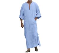 Boubou Africain Homme Moyen Orient Tunique Pas Cher Moyen-Orient Thobe Grande Taille Chemise De Nuit Priere Style Ethnique Coton Style Caftan Marocain Ou Kamis Qamis Vintage Musulmane Confortable