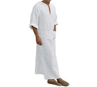 Boubou Africain Homme Moyen Orient Tunique Pas Cher Moyen-Orient Thobe Grande Taille Chemise De Nuit Priere Style Ethnique Coton Style Caftan Marocain Ou Kamis Qamis Vintage Musulmane Confortable