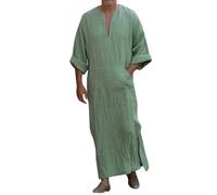 Boubou Africain Homme Moyen Orient Tunique Pas Cher Moyen-Orient Thobe Grande Taille Chemise De Nuit Priere Style Ethnique Coton Style Caftan Marocain Ou Kamis Qamis Vintage Musulmane Confortable