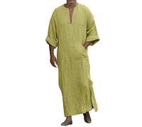Boubou Africain Homme Moyen Orient Tunique Pas Cher Moyen-Orient Thobe Grande Taille Chemise De Nuit Priere Style Ethnique Coton Style Caftan Marocain Ou Kamis Qamis Vintage Musulmane Confortable