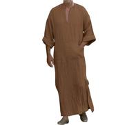 Boubou Africain Homme Moyen Orient Tunique Pas Cher Moyen-Orient Thobe Grande Taille Chemise De Nuit Priere Style Ethnique Coton Style Caftan Marocain Ou Kamis Qamis Vintage Musulmane Confortable