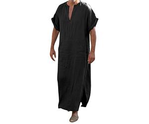 Boubou Africain Homme Moyen Orient Tunique Pas Cher Moyen-Orient Thobe Grande Taille Chemise De Nuit Priere Style Ethnique Coton Style Caftan Marocain Ou Kamis Qamis Vintage Musulmane Confortable