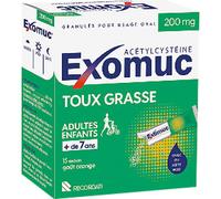 Bouchara-Recordati Exomuc Acétylcystéine 200mg Toux Grasse Goût Orange Sachets 15x2g