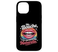 Bouche C'est Contraception Naturelle - Humour Français Rétro Coque pour iPhone 14