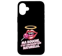 Bouche C'est Contraception Naturelle - Humour Français Rétro Coque pour iPhone 16 Plus