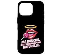 Bouche C'est Contraception Naturelle - Humour Français Rétro Coque pour iPhone 16 Pro